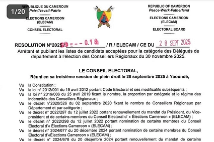 Régionales 2025 au Cameroun : Voici les listes des candidats retenus