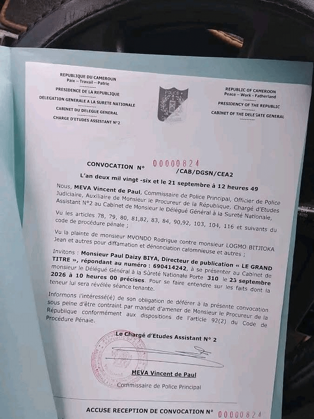 Alerte info : Paul Daizy Biya est toujours en garde à vue à Yaoundé