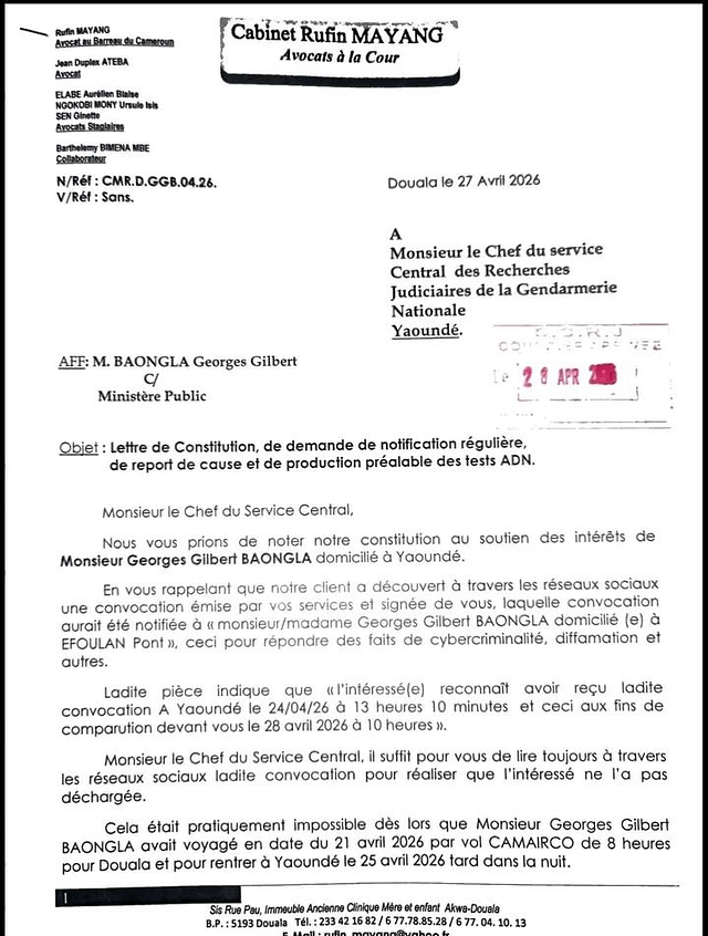 Poursuivi par le Ministère public : Baongla exige les tests d’Adn de Franck et Paul Biya