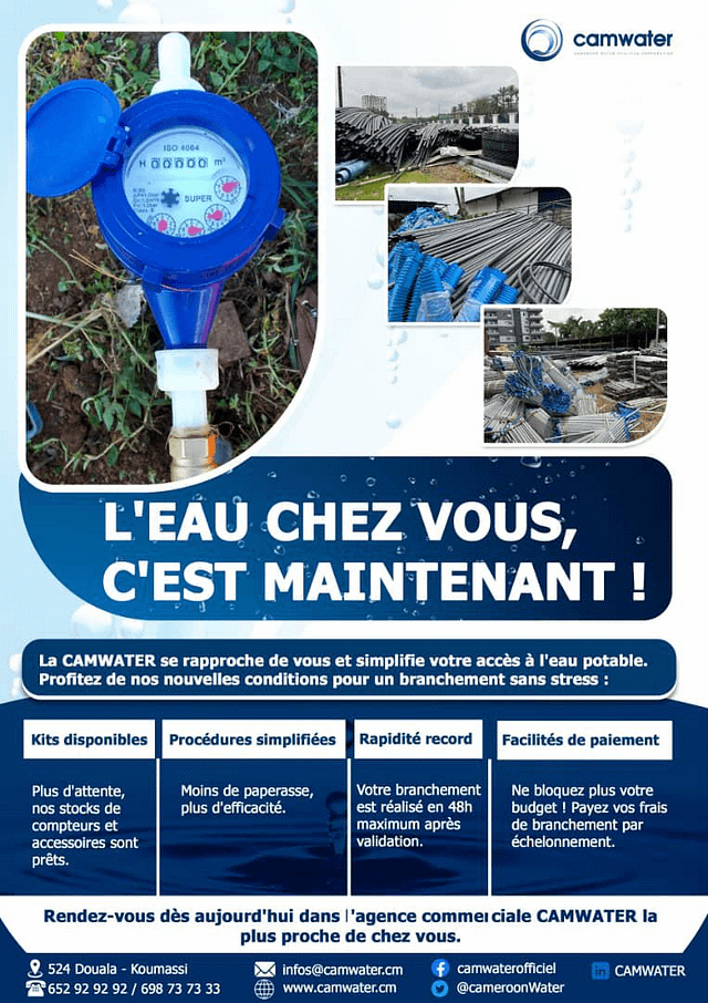 Alimentation en eau potable : Voici comment formuler vos requêtes chez Camwater
